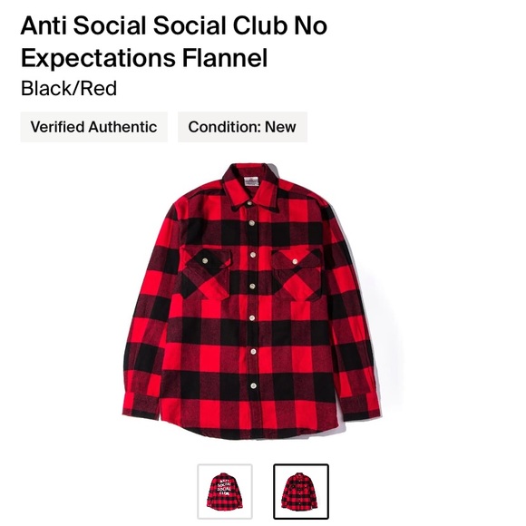 Anti Social Social Club no expectations flannel - Picture 2 of 4